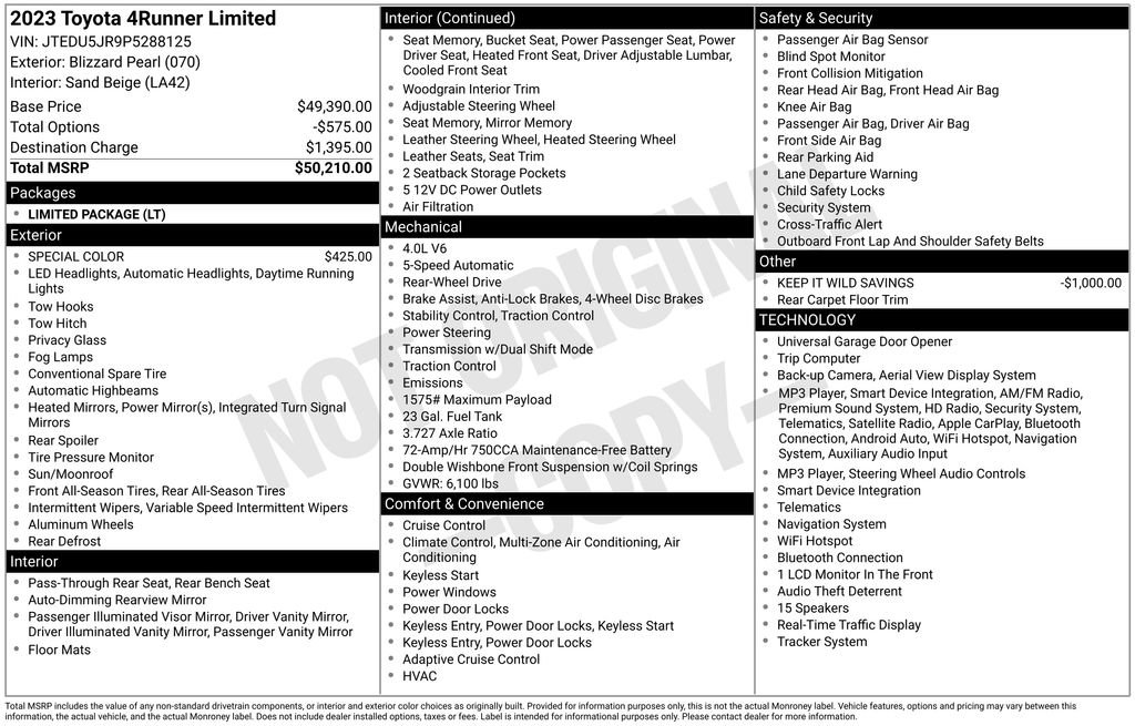 Certified 2023 Toyota 4Runner Limited RWD image 7