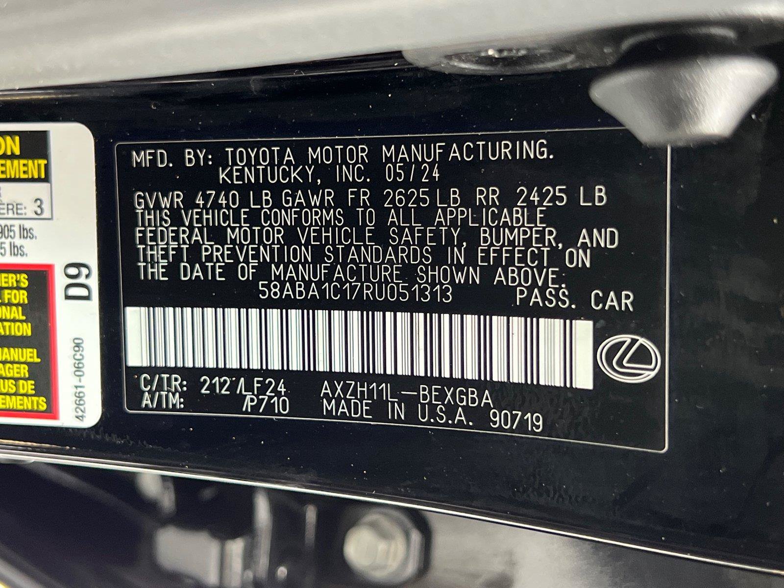 Certified 2024 Lexus ES 300h F Sport w/ Accessory Package (Z2) FWD image 33