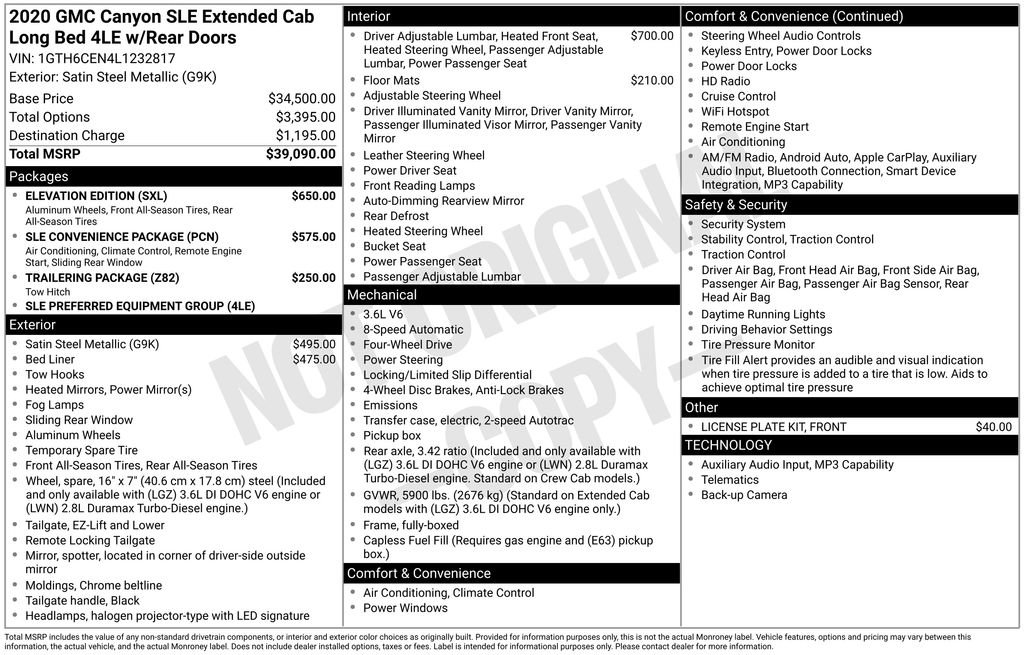 Used 2020 GMC Canyon SLE w/ Elevation Edition AWD/4WD image 26