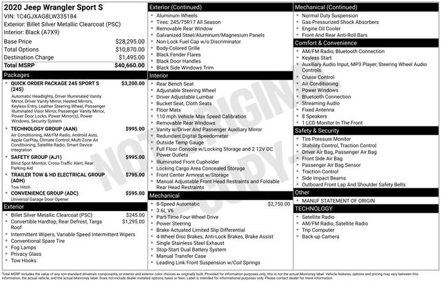 Used 2020 Jeep Wrangler Sport image 23