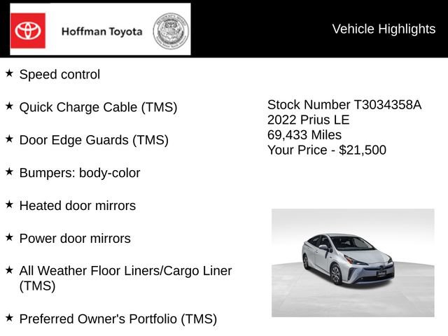 Used 2022 Toyota Prius LE AWD/4WD image 25