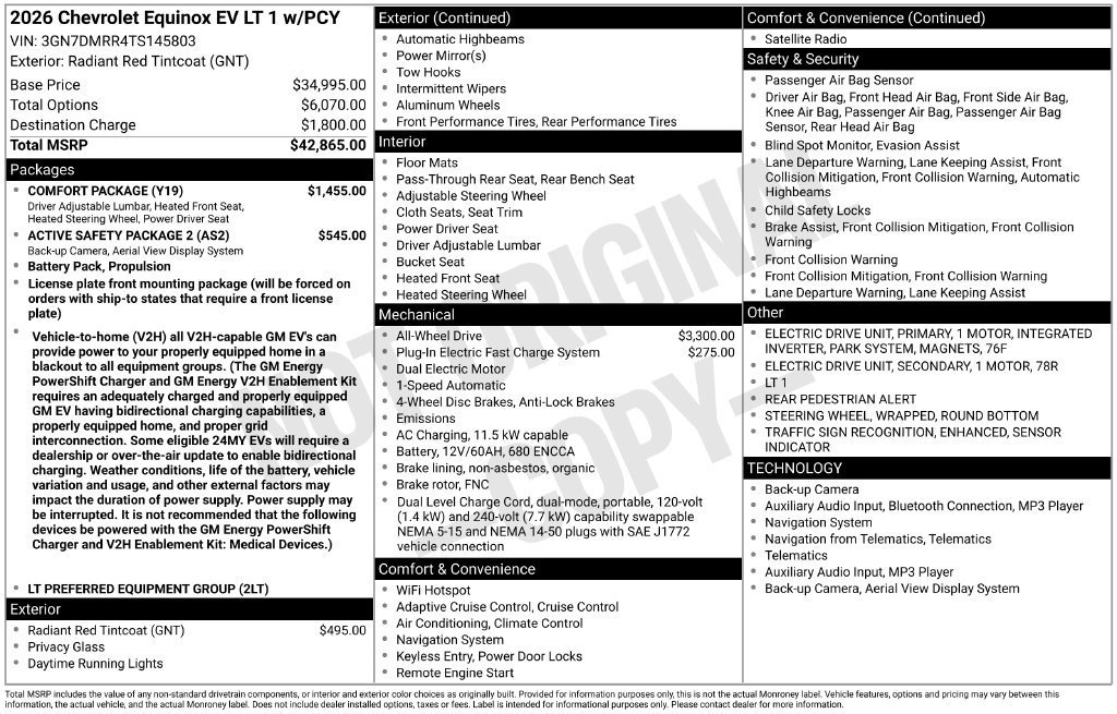New 2026 Chevrolet Equinox EV LT w/ Comfort Package AWD/4WD image 10