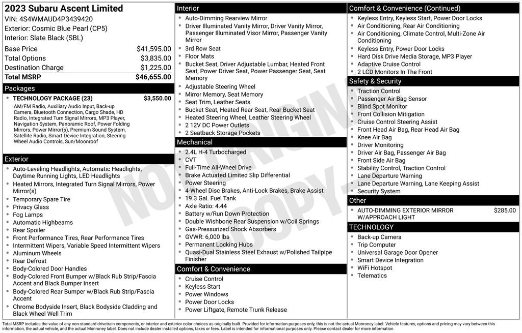 Used 2023 Subaru Ascent Limited w/ Technology Package image 19