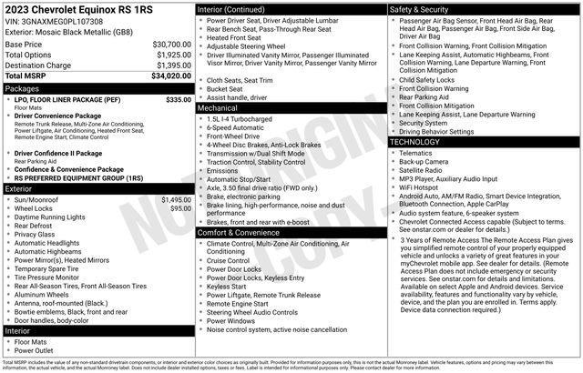 Used 2023 Chevrolet Equinox RS w/ LPO, Floor Liner Package FWD image 6