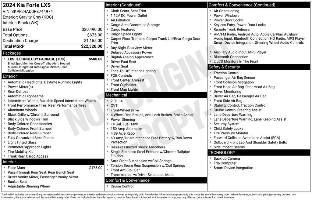 Used 2024 Kia Forte LXS w/ LXS Technology Package FWD image 9