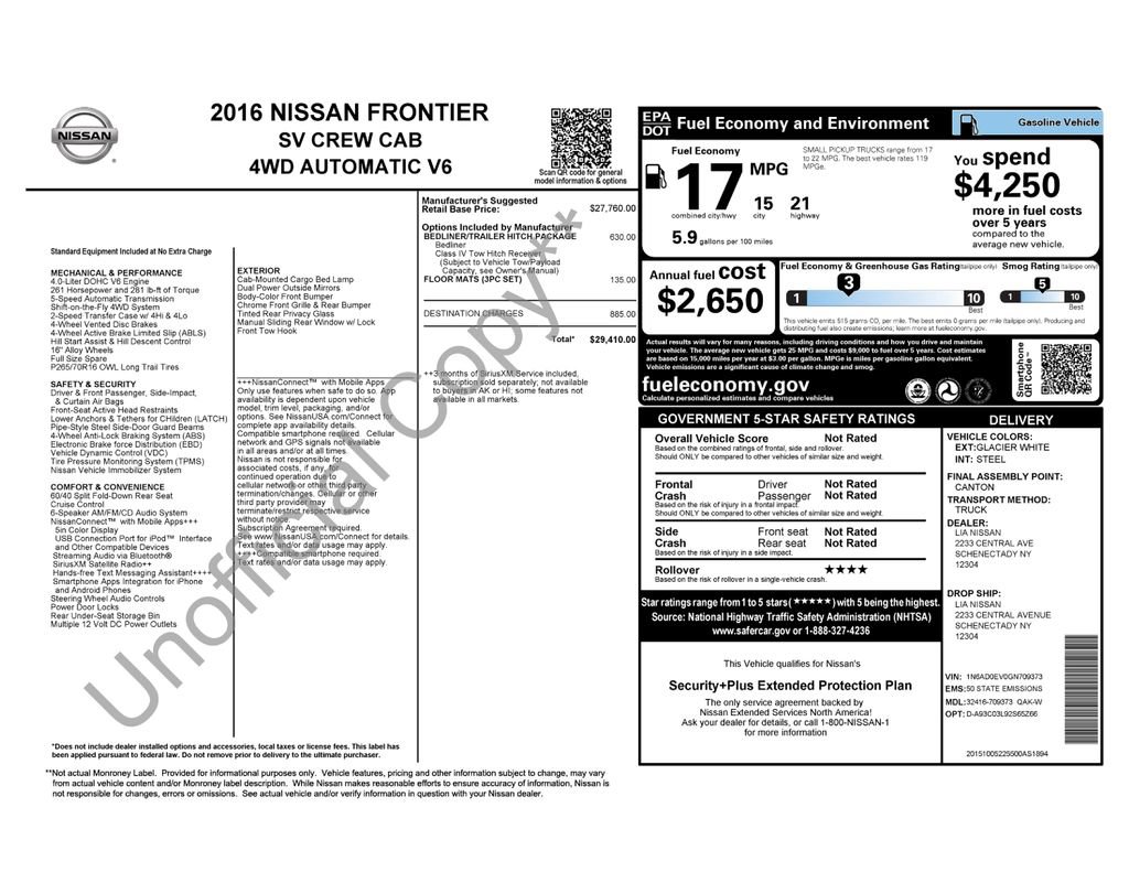 Used 2016 Nissan Frontier SV AWD/4WD image 2