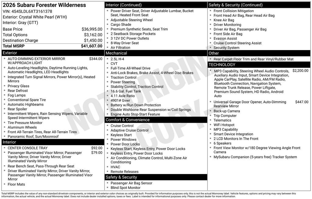 New 2026 Subaru Forester Wilderness AWD/4WD image 2