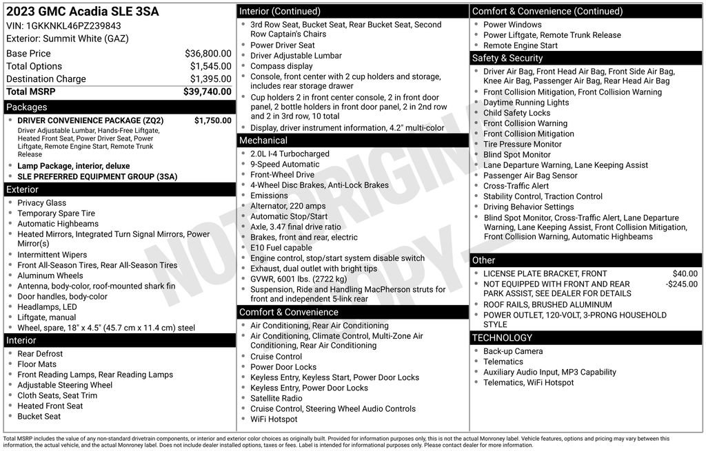 Used 2023 GMC Acadia SLE w/ Driver Convenience Package FWD image 3