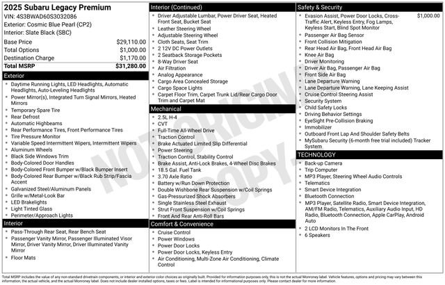 Certified 2025 Subaru Legacy Premium image 3