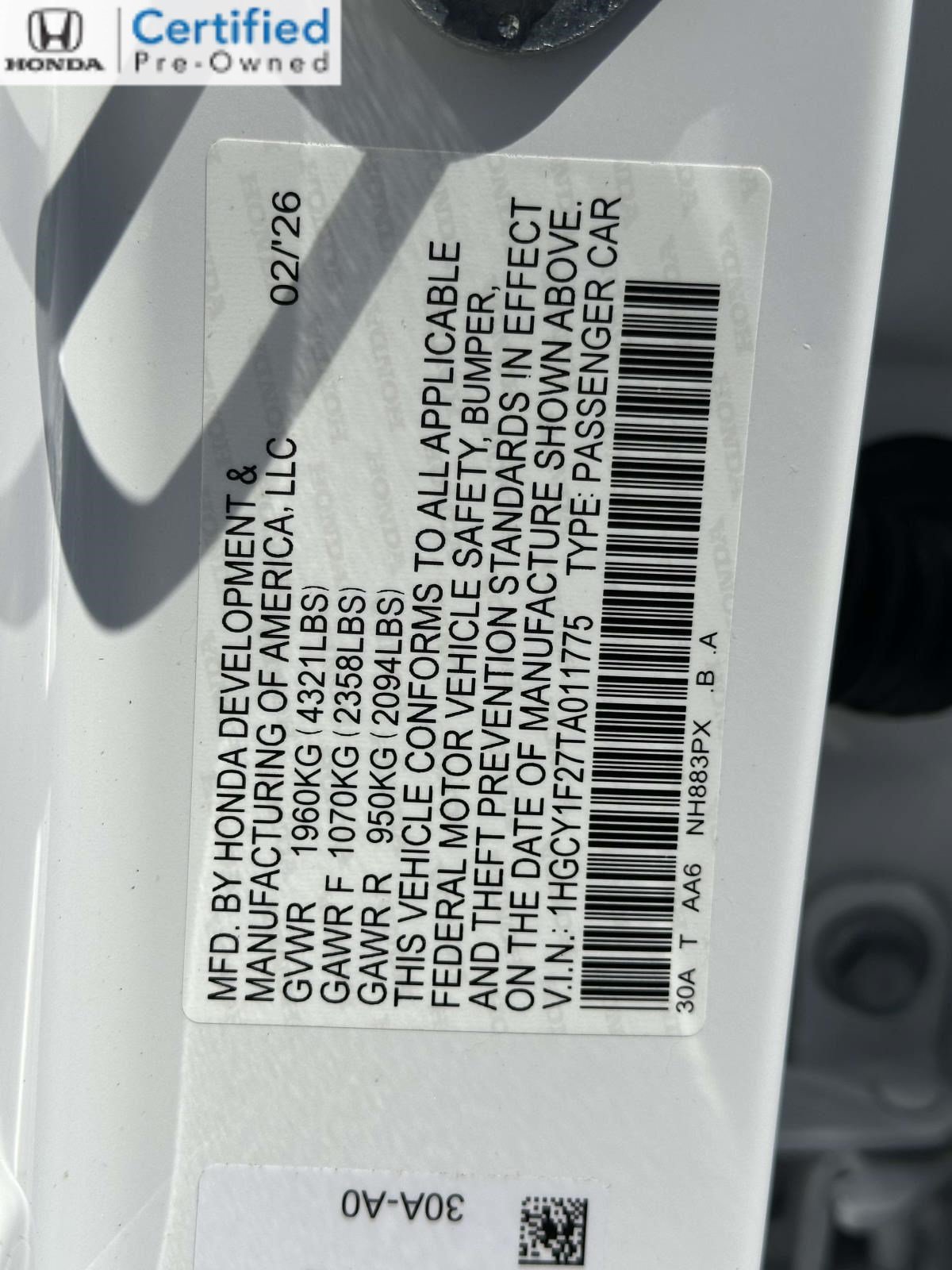 Certified 2026 Honda Accord LX image 28