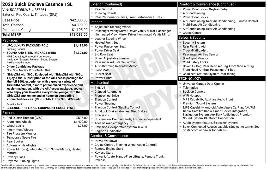 Certified 2020 Buick Enclave Essence w/ LPO, Luxury Package FWD image 2