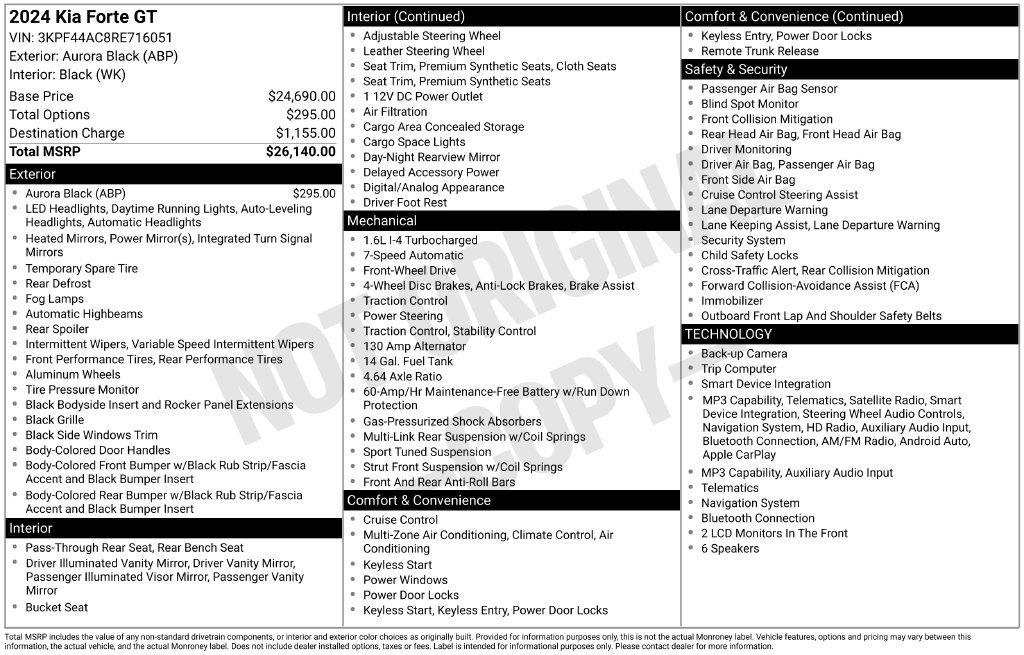 Certified 2024 Kia Forte GT FWD image 6