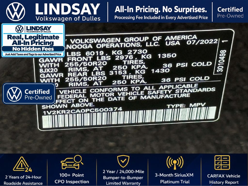 Certified 2023 Volkswagen Atlas SE w/ Panoramic Sunroof Package AWD/4WD image 29