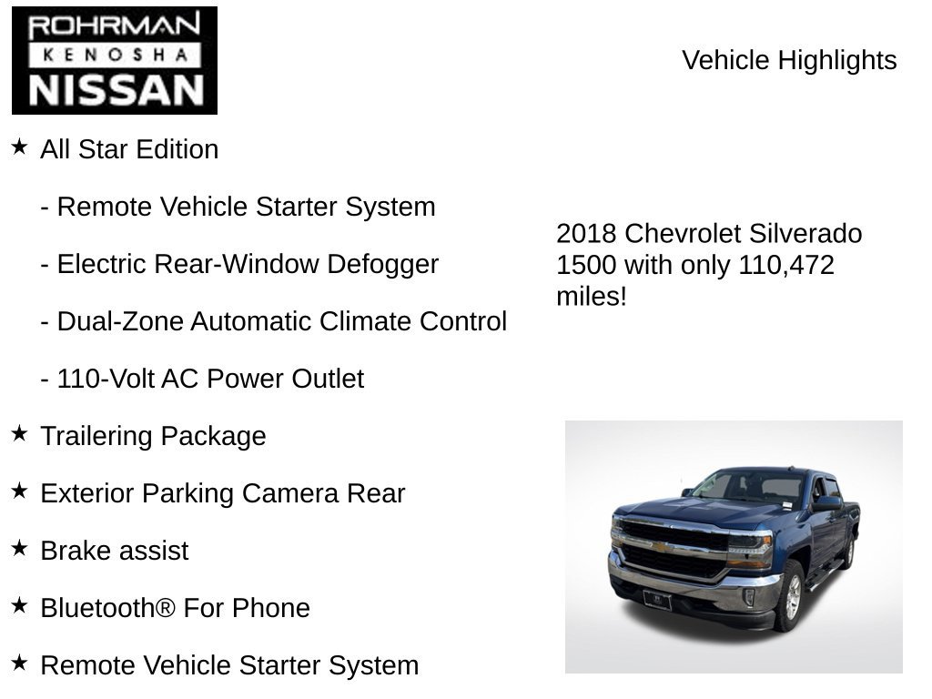 Used 2018 Chevrolet Silverado 1500 LT w/ All Star Edition AWD/4WD image 8