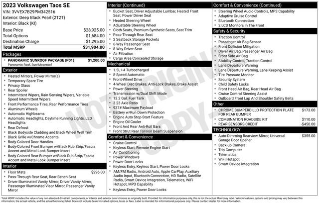 Used 2023 Volkswagen Taos SE w/ Panoramic Sunroof Package FWD image 11