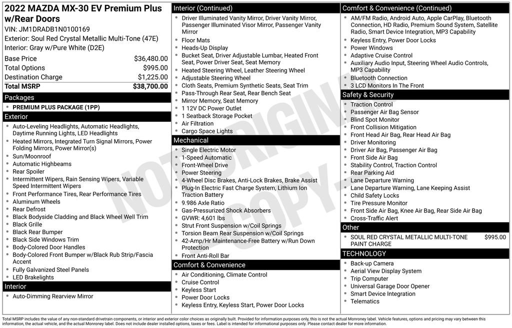 Used 2022 MAZDA MX-30 Electric w/ Premium Plus Pkg image 4