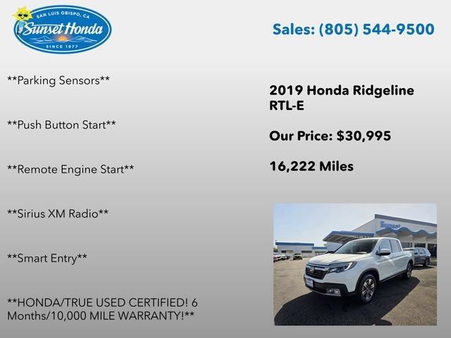 Certified 2019 Honda Ridgeline RTL-E image 19