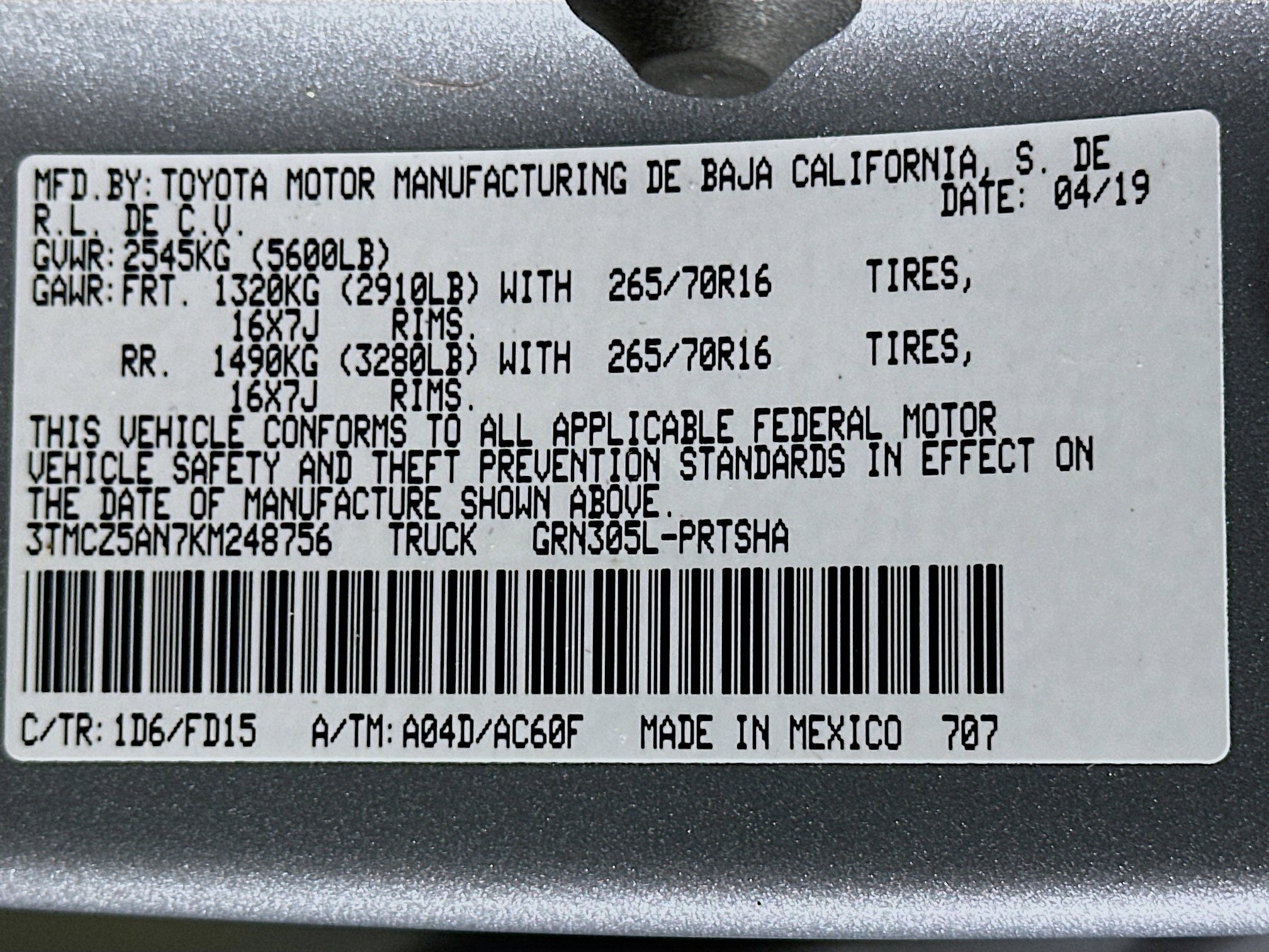 Used 2019 Toyota Tacoma TRD Off-Road w/ Four Season Floor Mat Package image 12