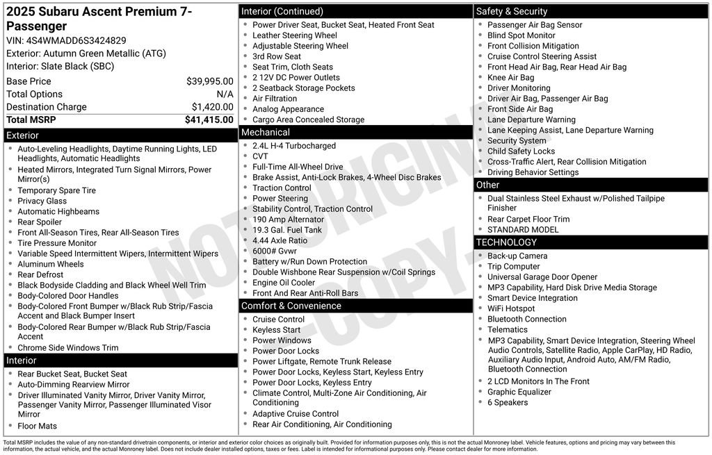 Certified 2025 Subaru Ascent Premium AWD/4WD image 26