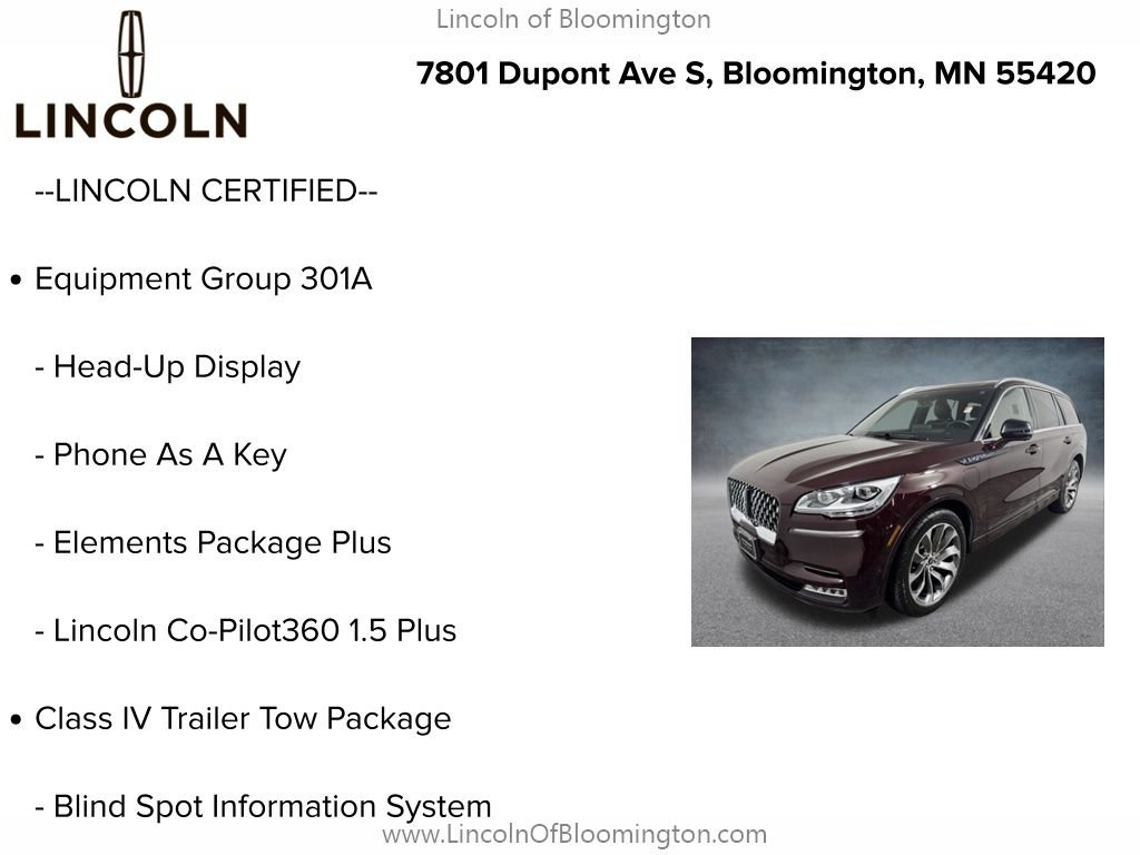Certified 2023 Lincoln Aviator Grand Touring w/ Equipment Group 301A AWD/4WD image 6