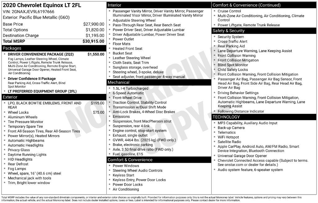 Used 2020 Chevrolet Equinox LT w/ Driver Convenience Package FWD image 6