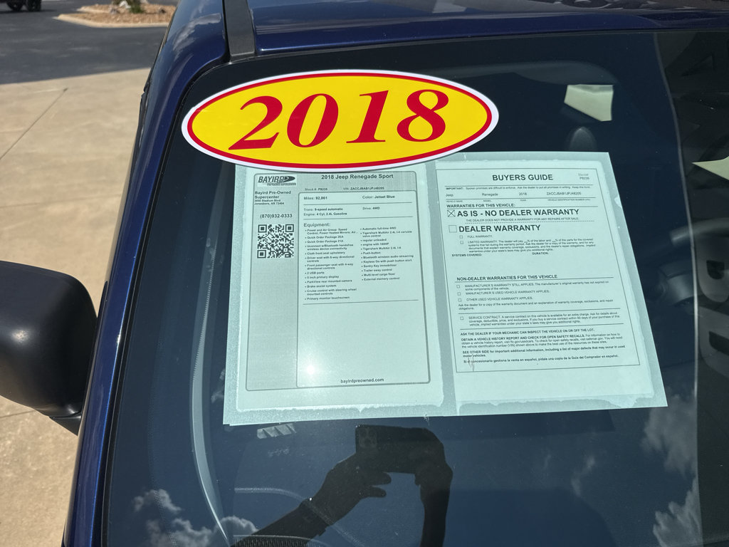 Used 2018 Jeep Renegade Sport w/ Power & Air Group AWD/4WD image 9
