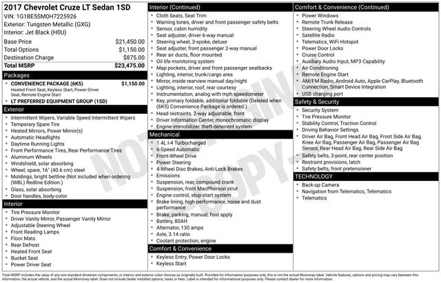 Certified 2017 Chevrolet Cruze LT w/ Convenience Package image 19