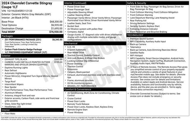 Certified 2024 Chevrolet Corvette Stingray Coupe w/ Z51 Performance Package RWD image 27