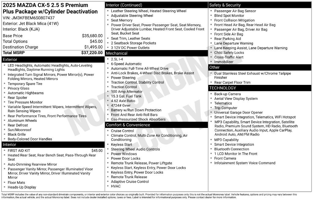 Certified 2025 MAZDA CX-5 AWD 2.5 S w/ Premium Plus Pkg image 35