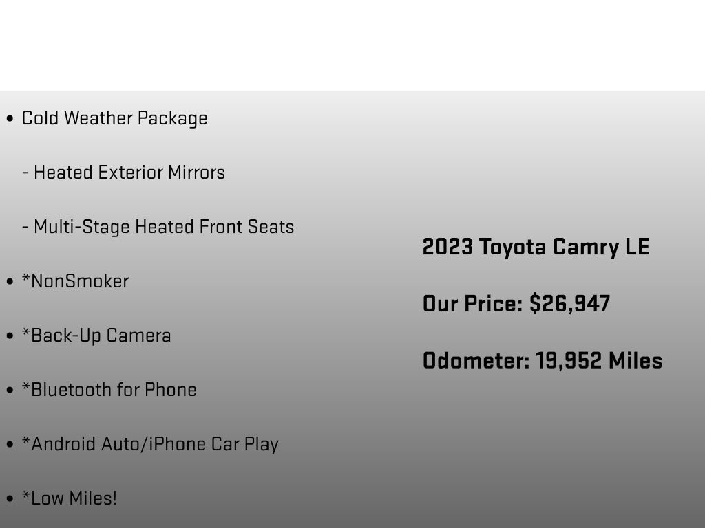 Used 2023 Toyota Camry LE w/ Cold Weather Package AWD/4WD image 6