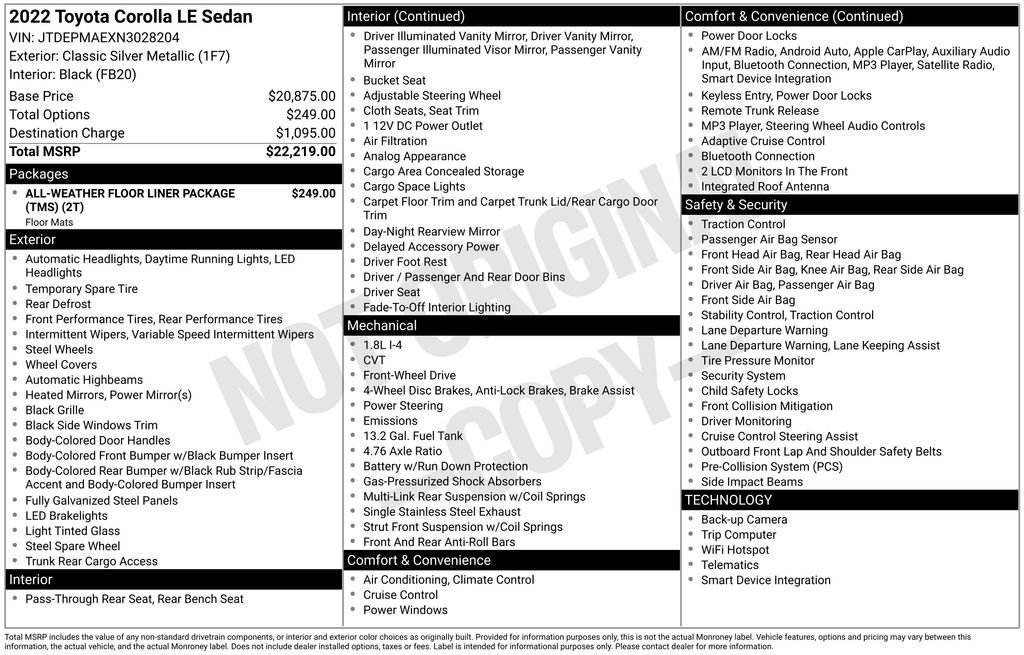 Used 2022 Toyota Corolla LE FWD image 17