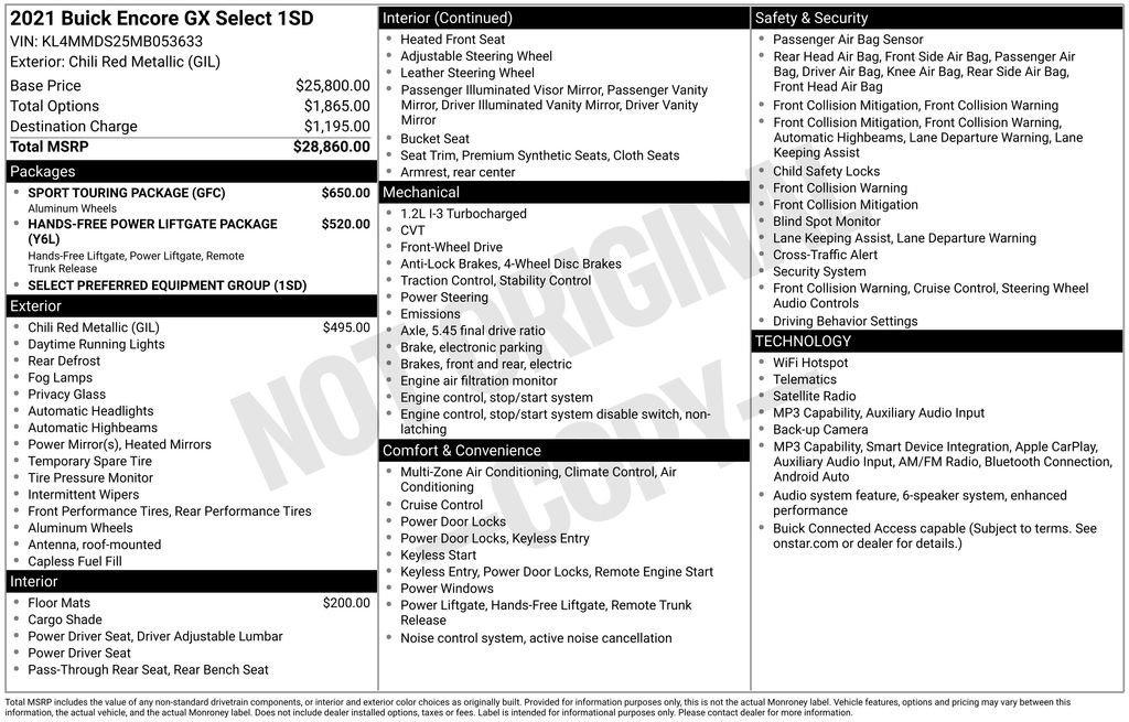 Used 2021 Buick Encore GX Select w/ Sport Touring Package FWD image 17