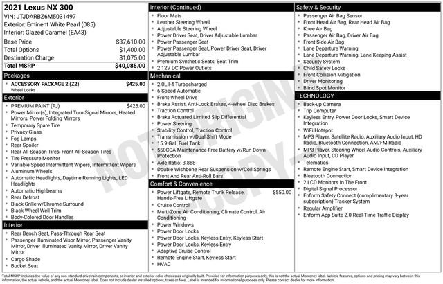 Used 2021 Lexus NX 300 FWD w/ Accessory Package 2 image 16