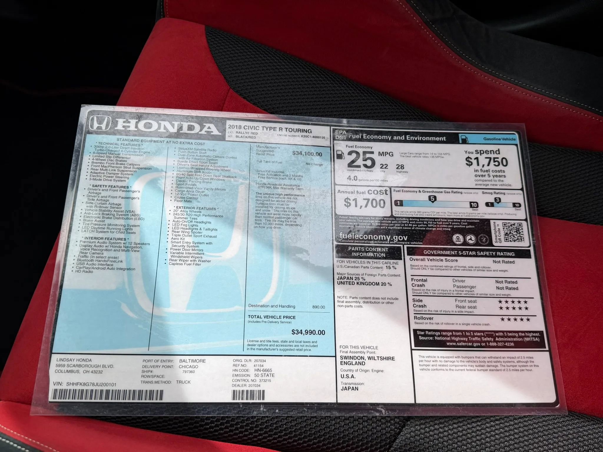 Used 2018 Honda Civic Type R image 20