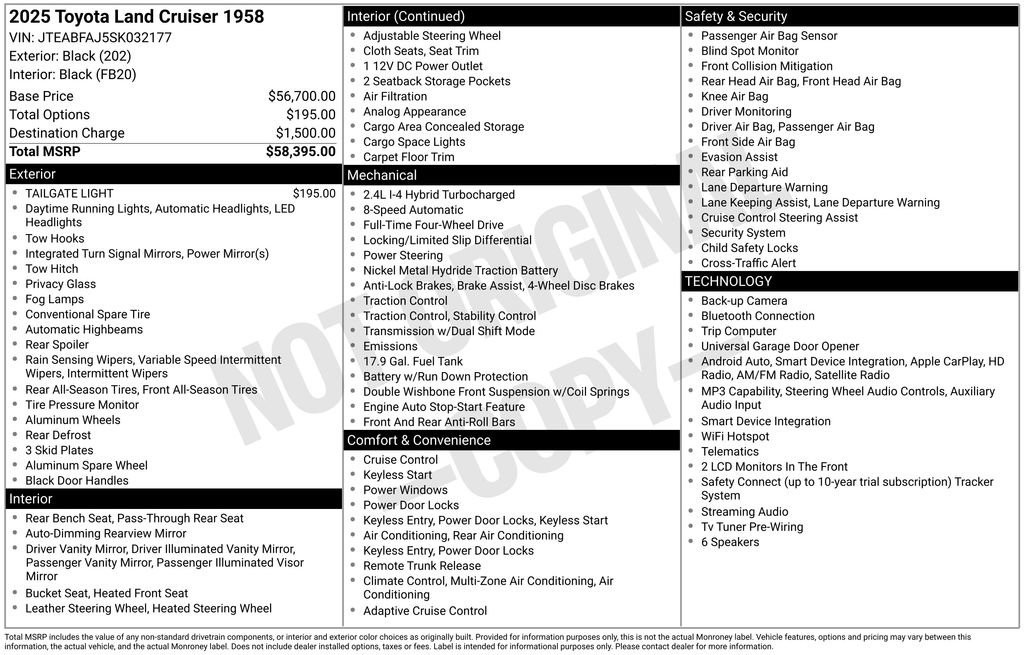 Used 2025 Toyota Land Cruiser 1958 AWD/4WD image 42