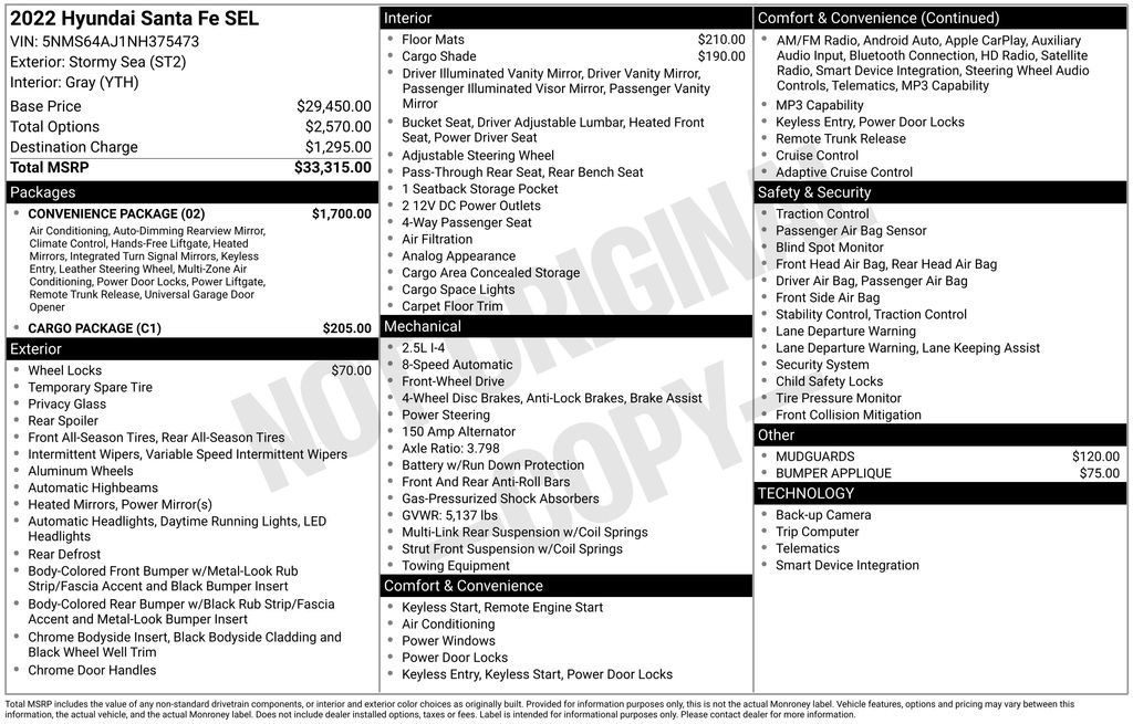Used 2022 Hyundai Santa Fe SEL w/ Convenience Package FWD image 43