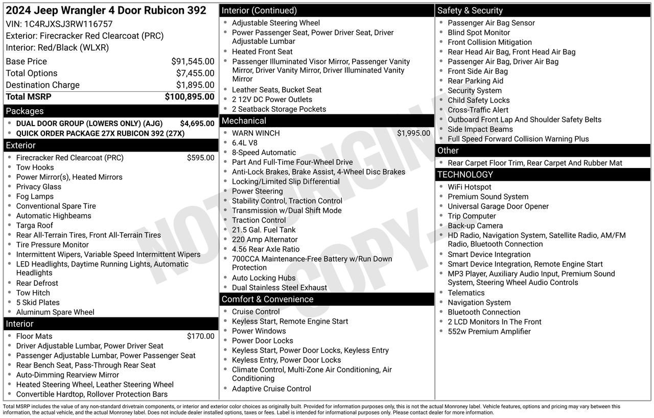 Used 2024 Jeep Wrangler Unlimited Rubicon 392 w/ Dual Door Group (Lowers Only) AWD/4WD image 30