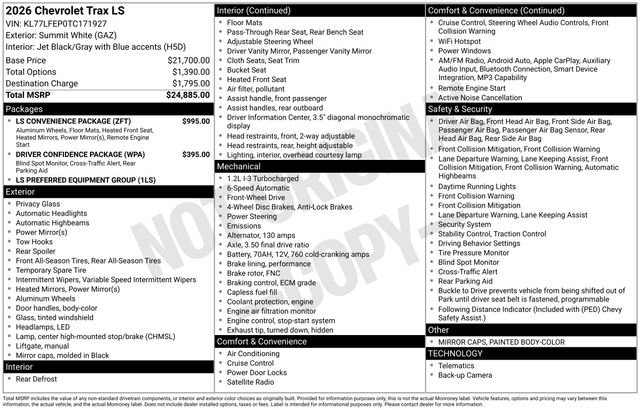 New 2026 Chevrolet Trax LS w/ LS Convenience Package FWD image 5