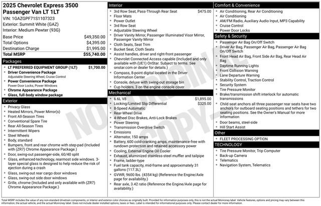 Certified 2025 Chevrolet Express 3500 LT w/ LT Preferred Equipment Group RWD image 6