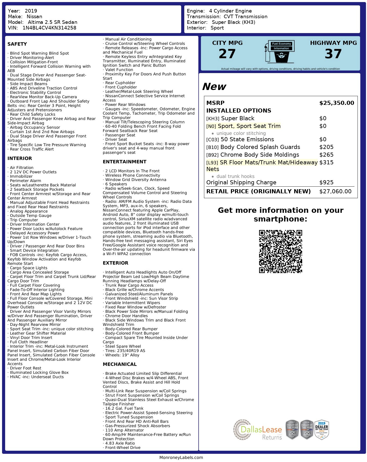 Used 2019 Nissan Altima 2.5 SR FWD image 3