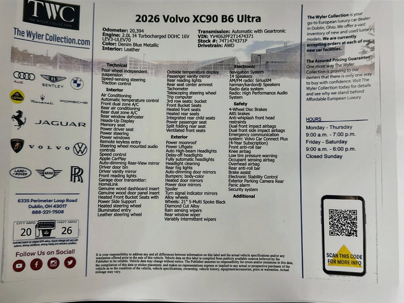 Certified 2026 Volvo XC90 B6 Ultra AWD/4WD image 47