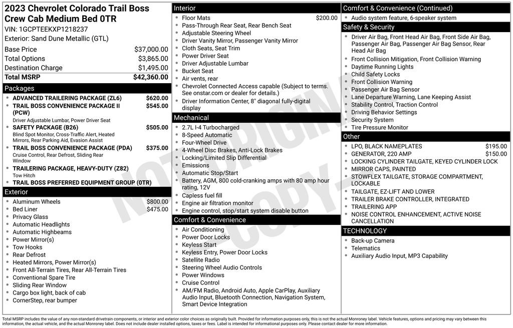 Used 2023 Chevrolet Colorado Trail Boss w/ Advanced Trailering Package AWD/4WD image 7