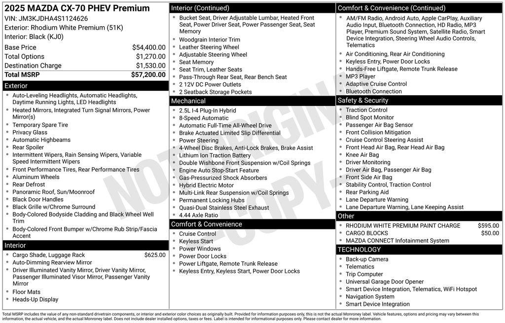 Used 2025 MAZDA CX-70 Plug-In Hybrid w/ Premium Pkg image 57
