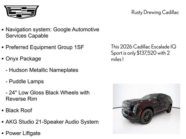 New 2026 Cadillac Escalade IQ Sport 1 w/ LPO, ONYX Package AWD/4WD image 4