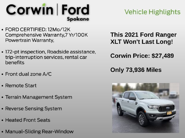 Used 2021 Ford Ranger XLT w/ Equipment Group 302A High AWD/4WD image 25