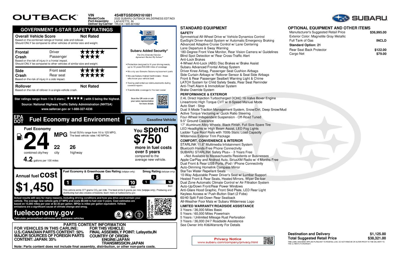 Used 2022 Subaru Outback Wilderness image 11