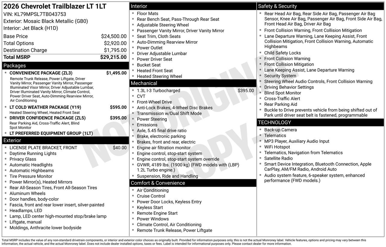 Used 2026 Chevrolet TrailBlazer LT w/ Convenience Package FWD image 9