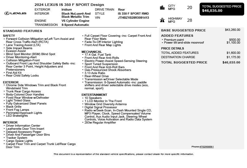 Used 2024 Lexus IS 350 F Sport RWD image 3