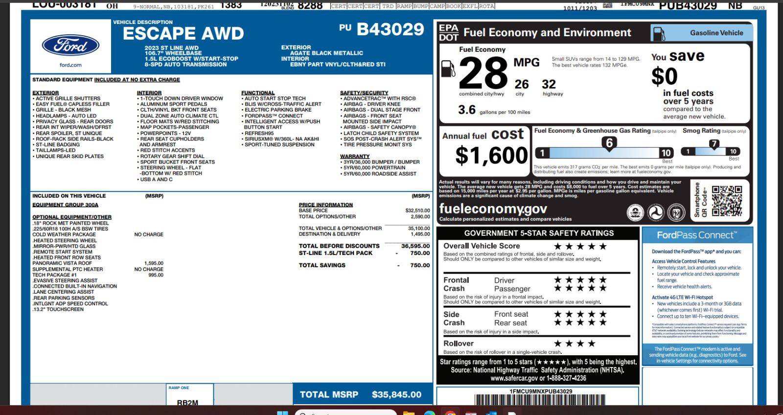 Certified 2023 Ford Escape ST-Line w/ Tech Pack #1 AWD/4WD image 5
