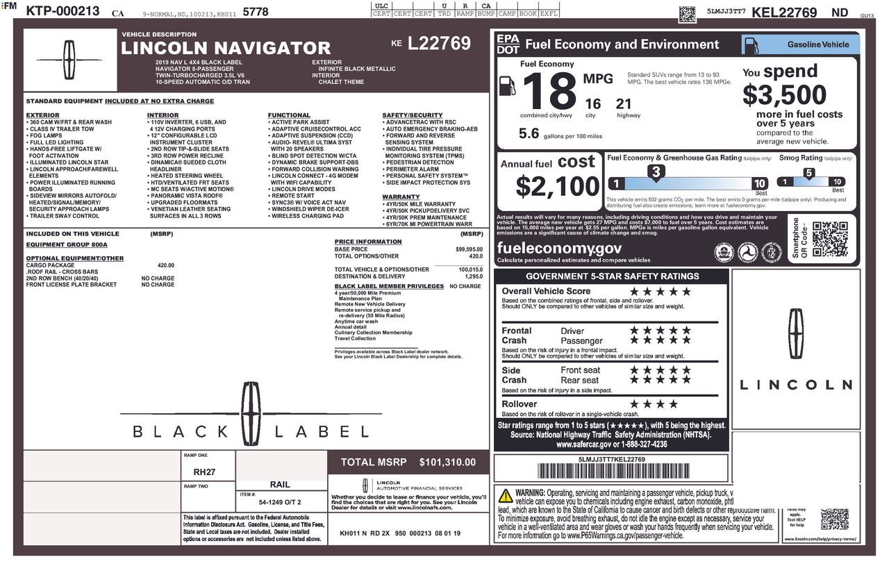 Used 2019 Lincoln Navigator L Black Label w/ Cargo Package AWD/4WD image 28